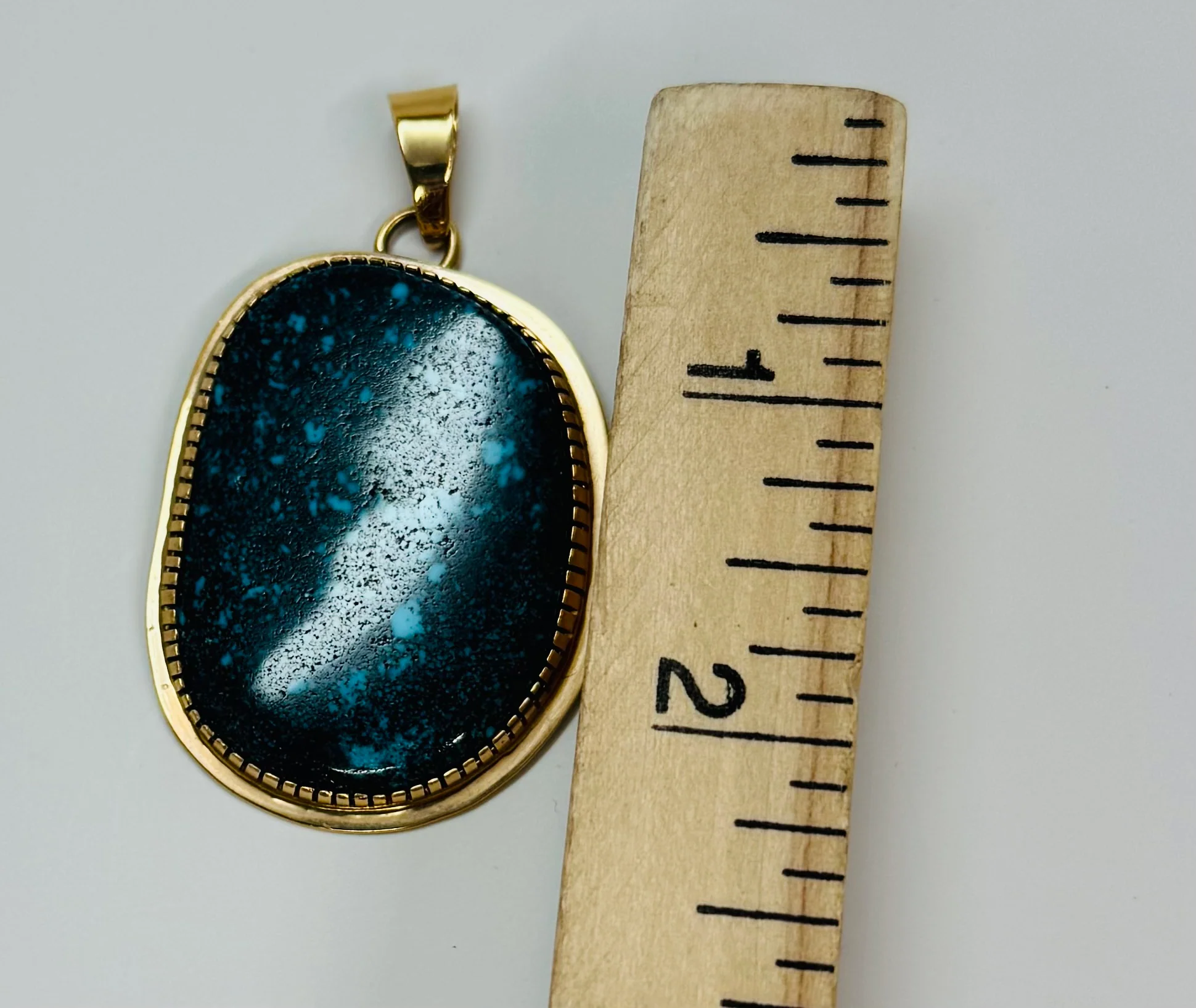 14k Gold and Turquoise Pendant - Image 2