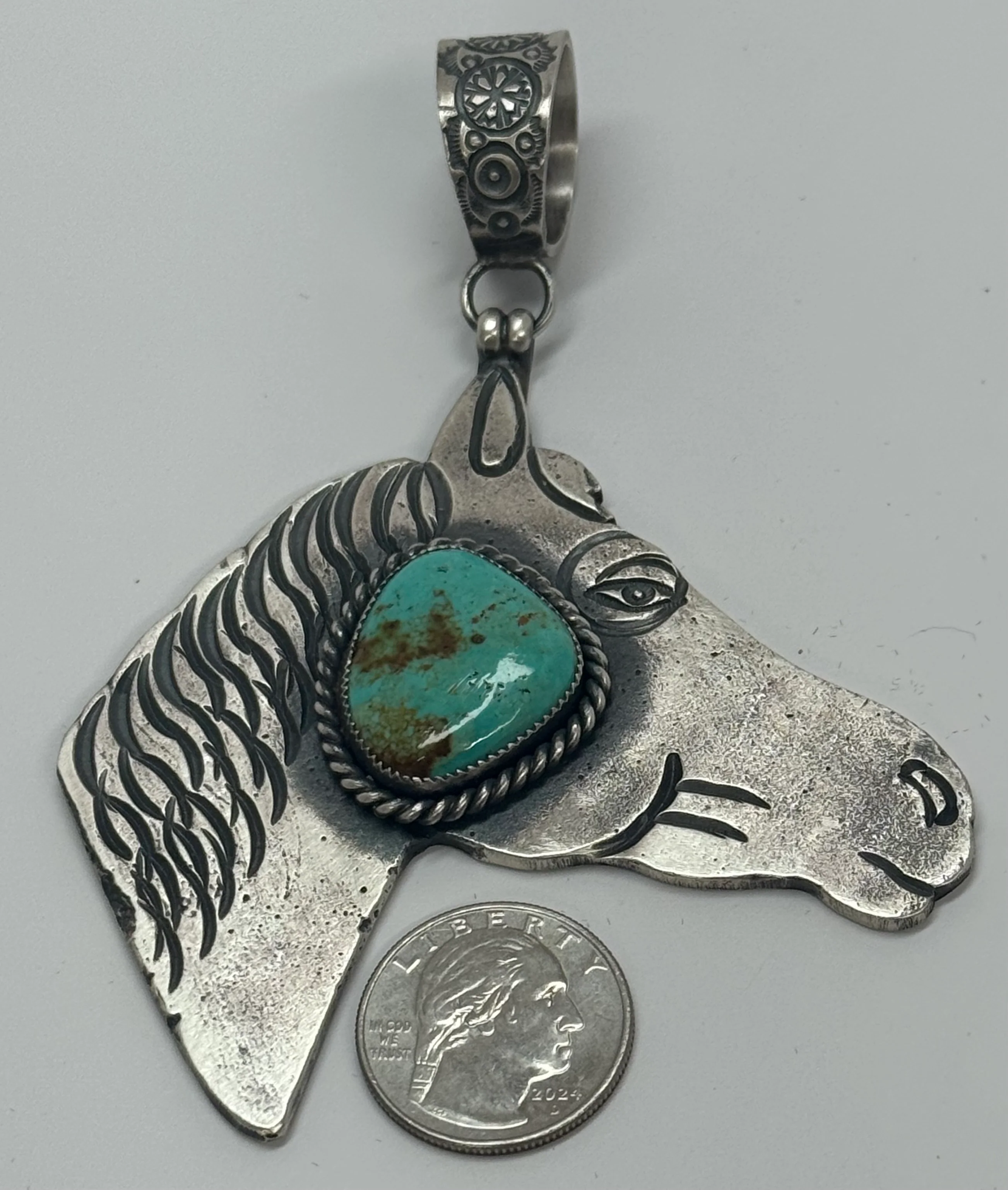 Horse Pendant with Turquoise Stone