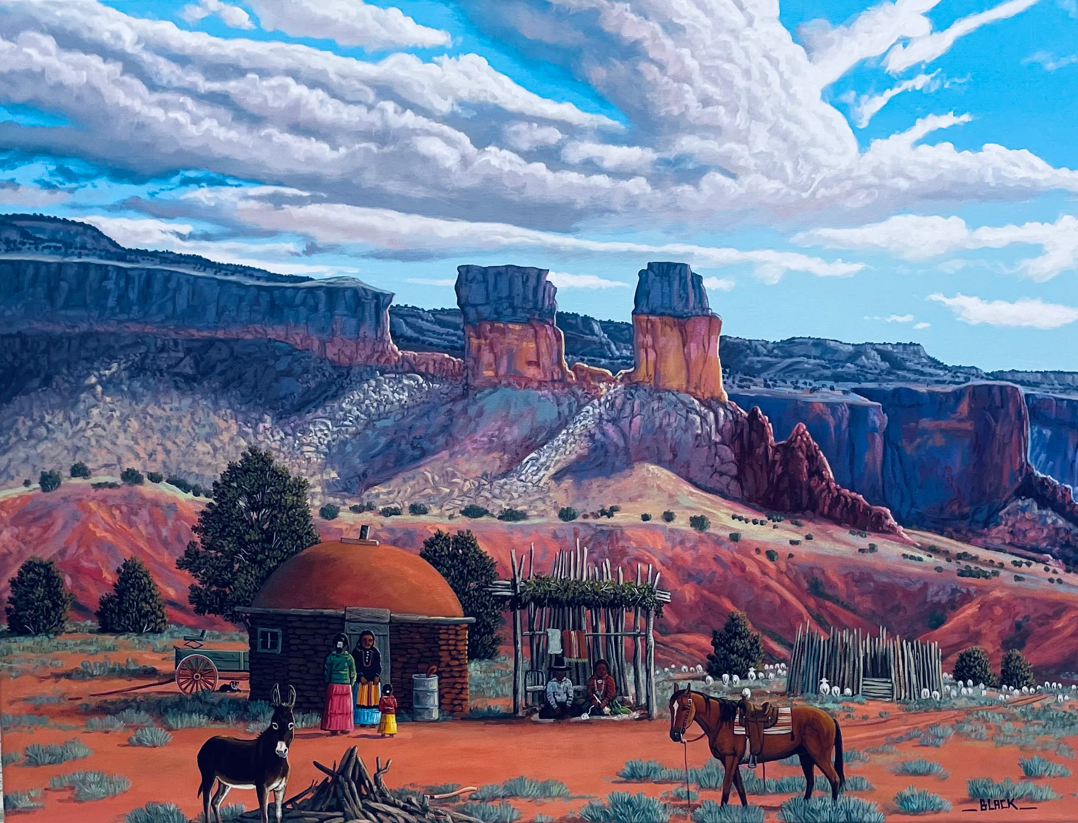 JC Black "Hot Afternoon On Rez" Painting - Image 2
