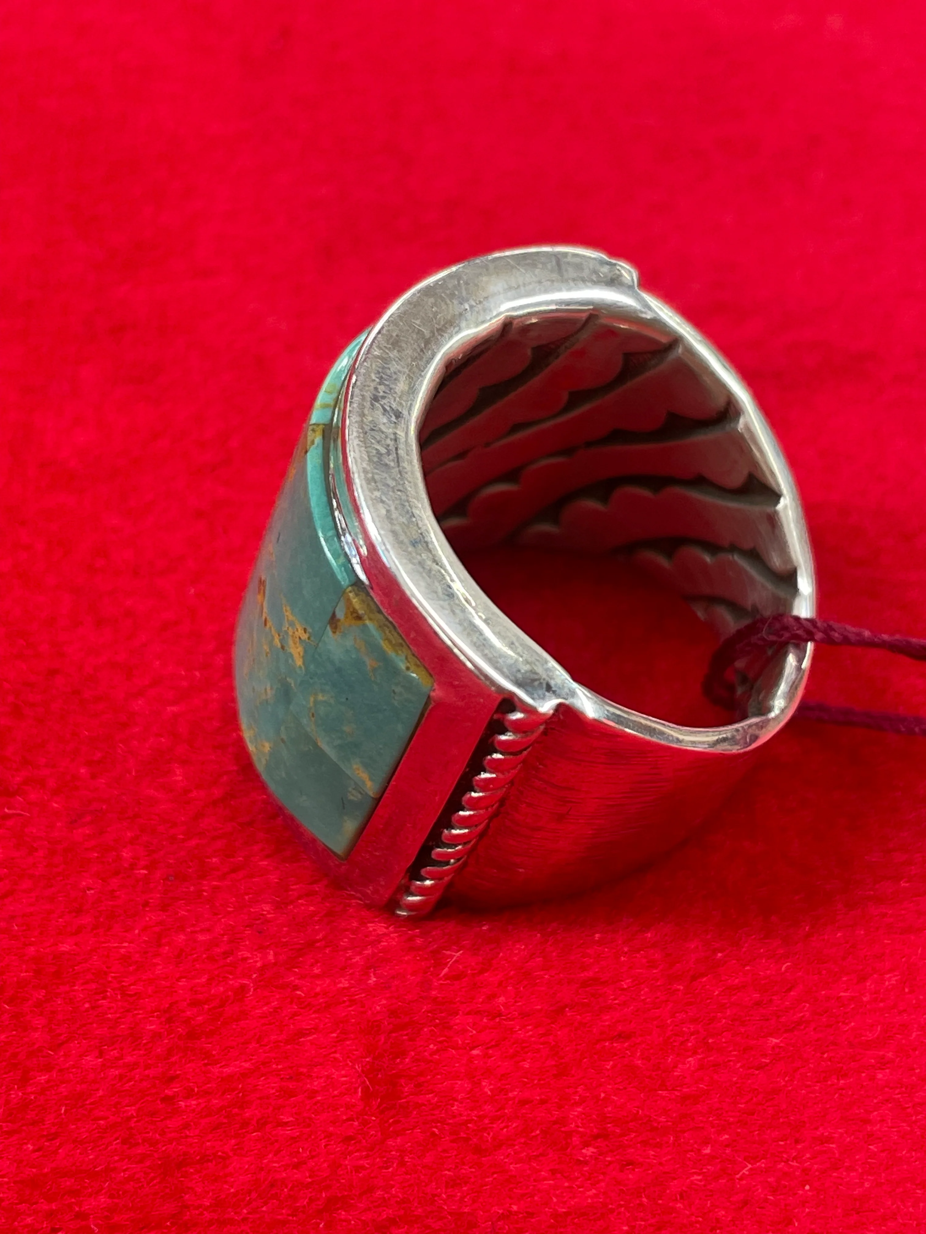 Mens Silver and Turquoise ring - Image 2