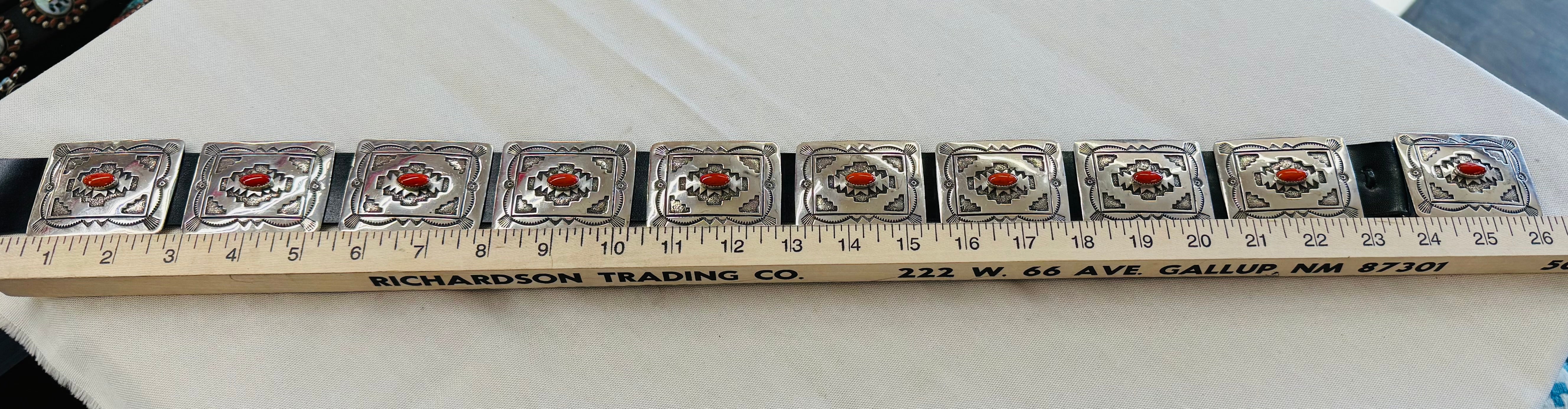 Silver and Coral Concho Belt - Image 2