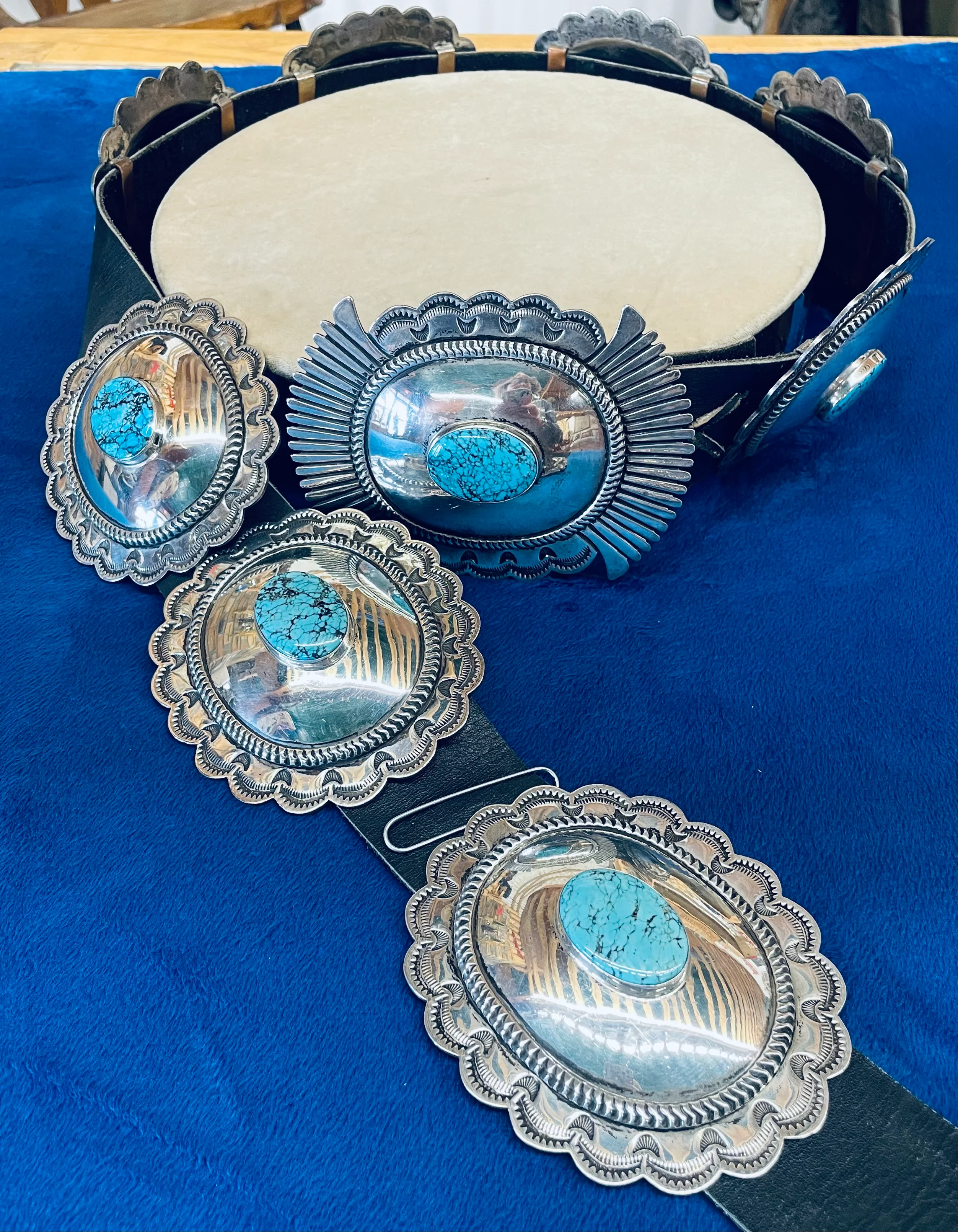Silver and Turquoise Concho Belt