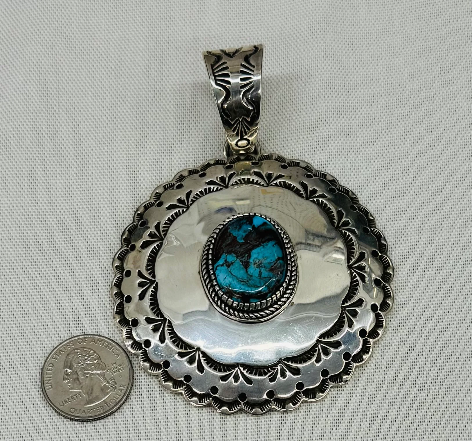 Silver and Turquoise Pendant - Image 2