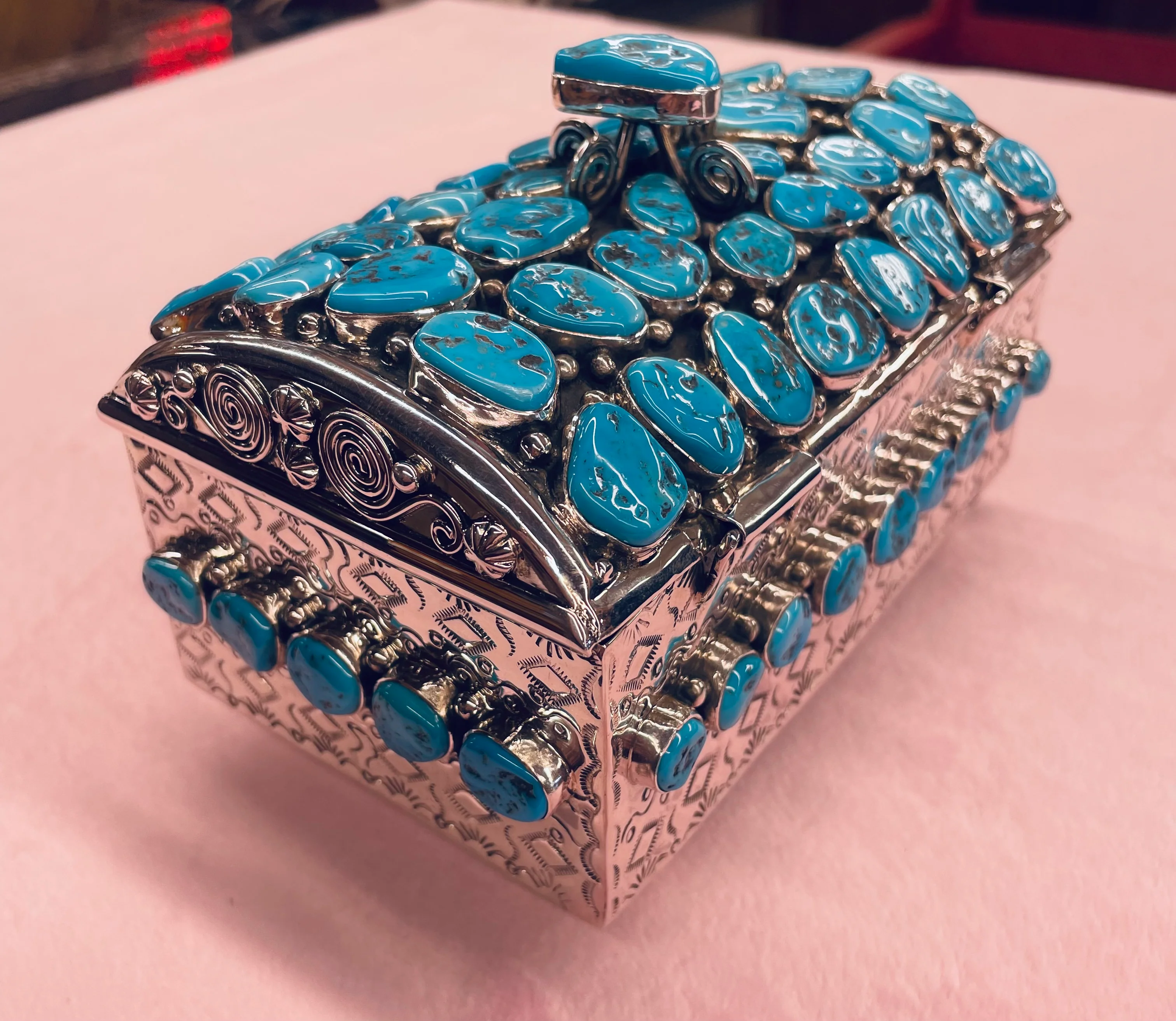 Silver Box with Turquoise Stones - Image 3