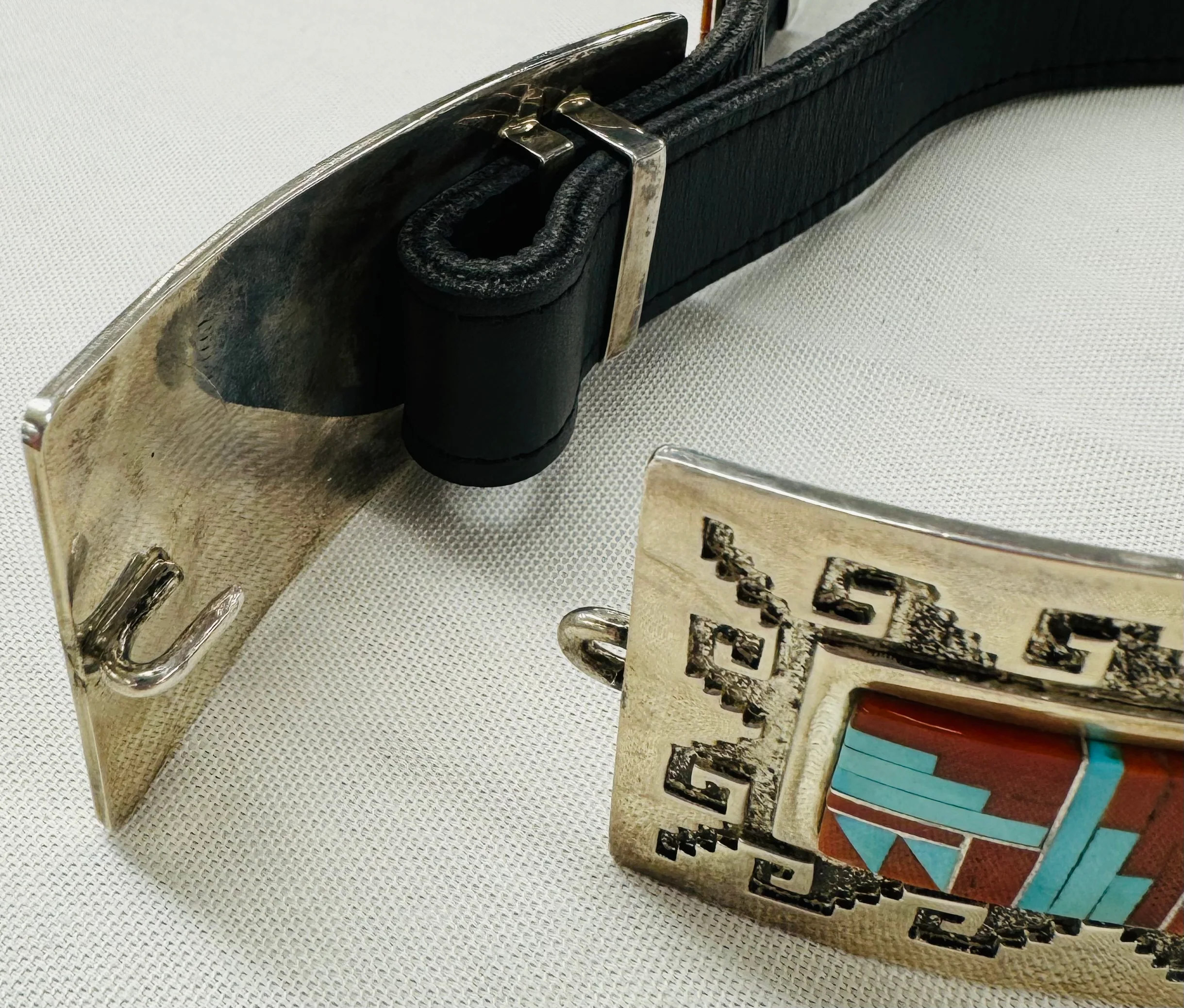 Silver with Inlay Turquoise and Coral Stones Belt - Image 3