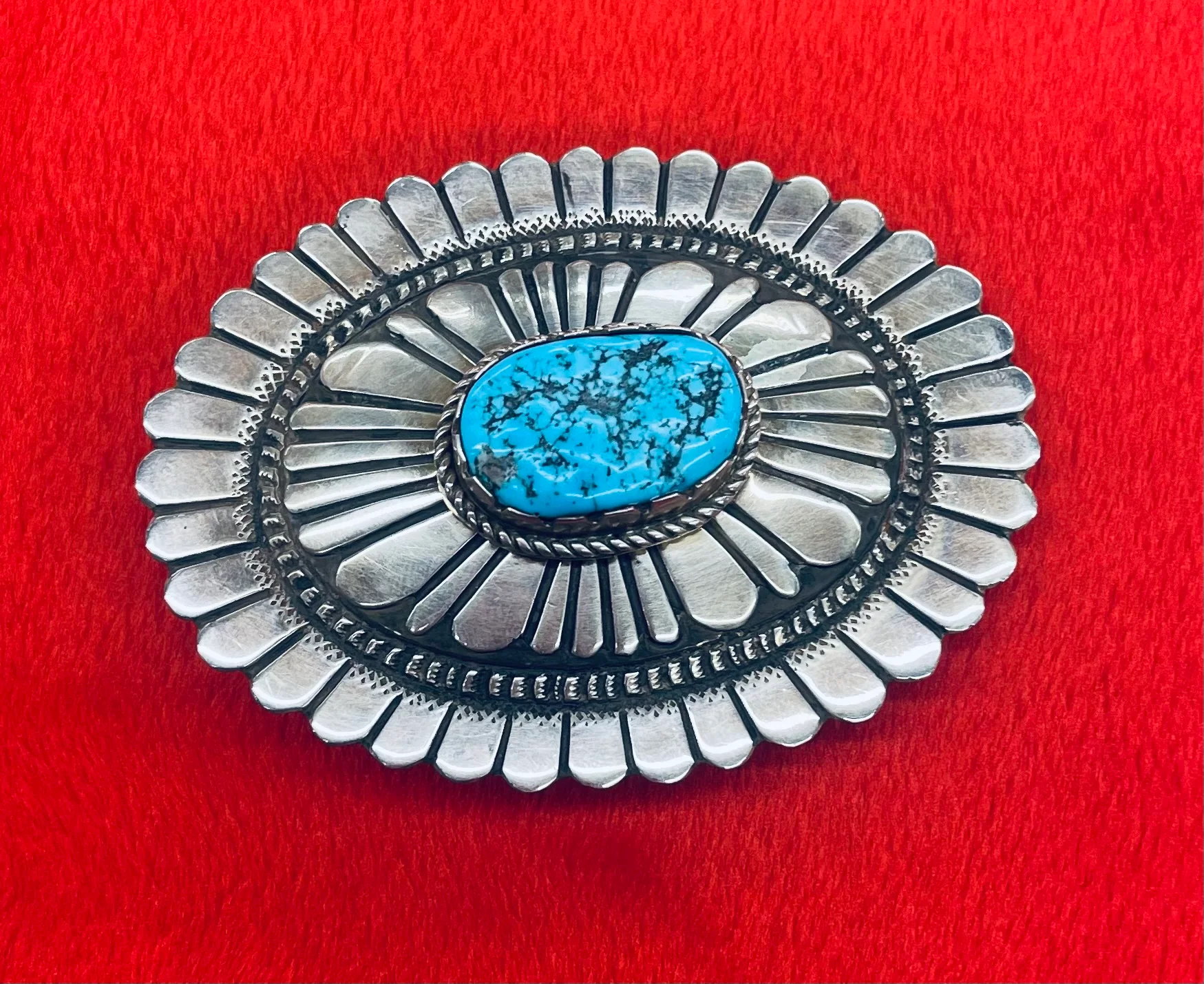 Sterling Silver and Turquoise Belt Buckle