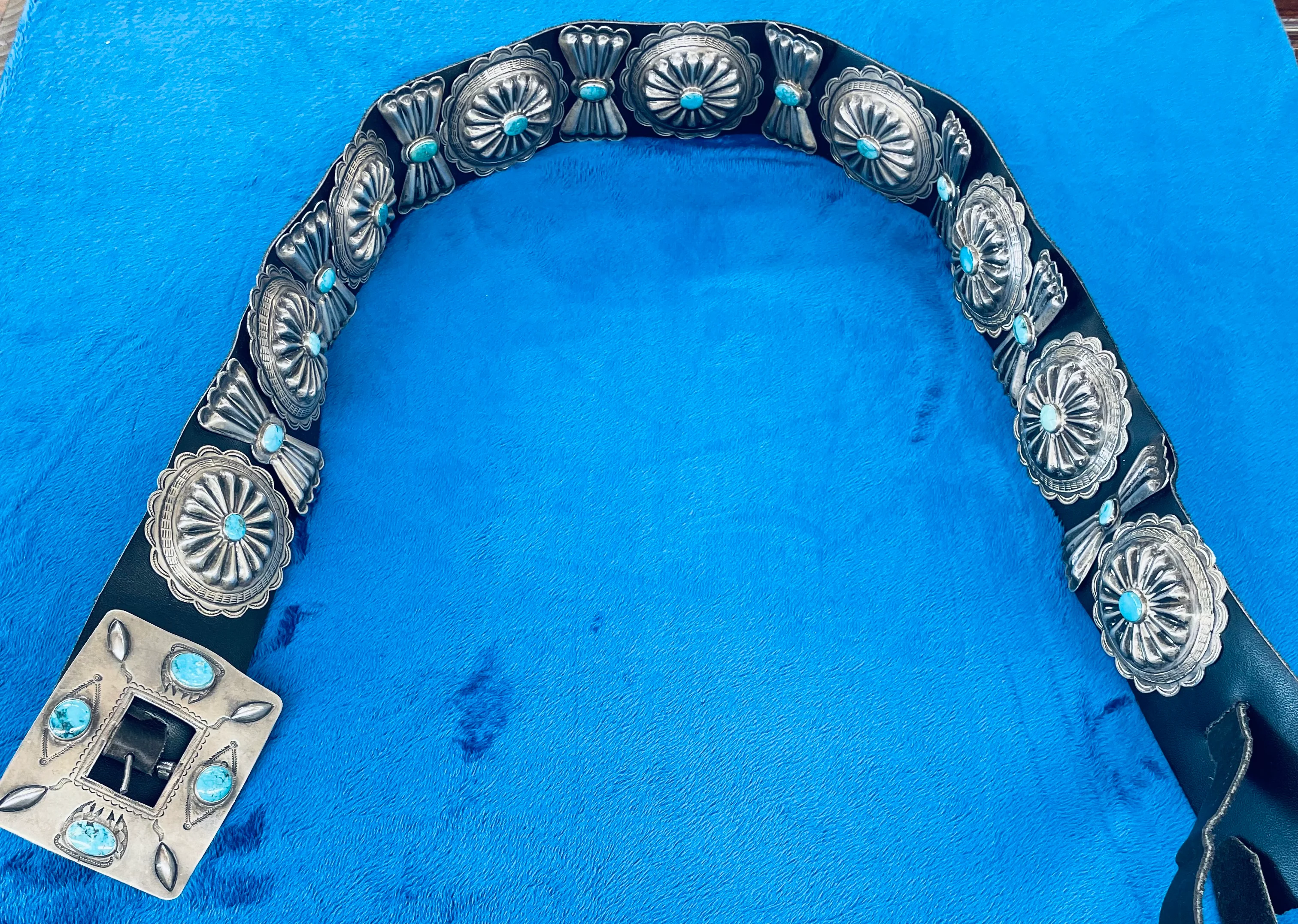 Turquoise and Silver Concho Belt