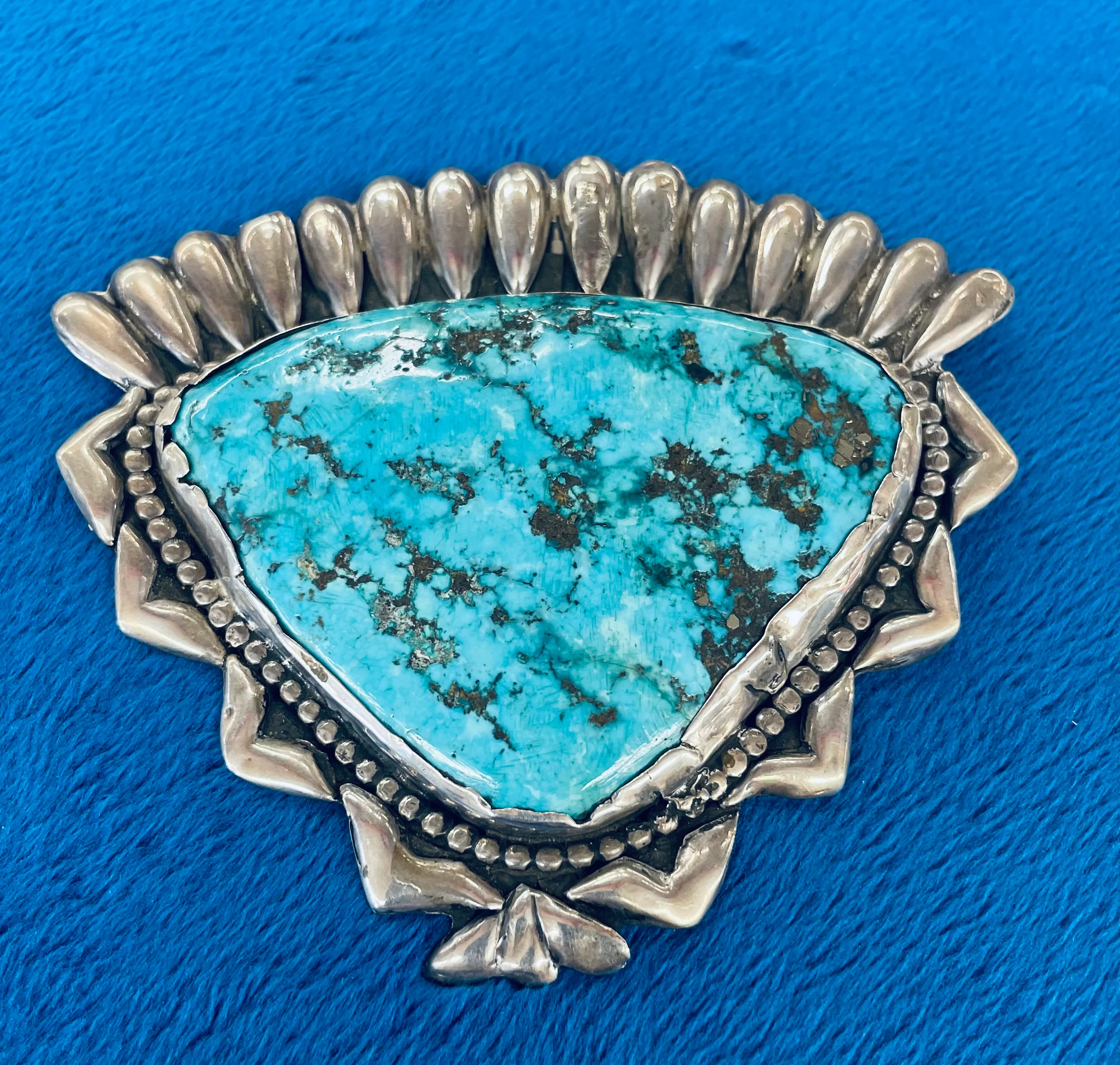 Vintage Turquoise and Silver Pin
